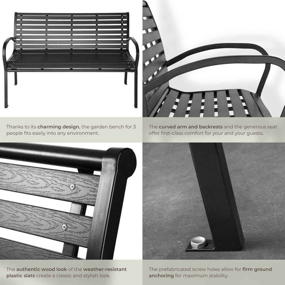 tectake Pino 3 Seater Garden Bench Image 5