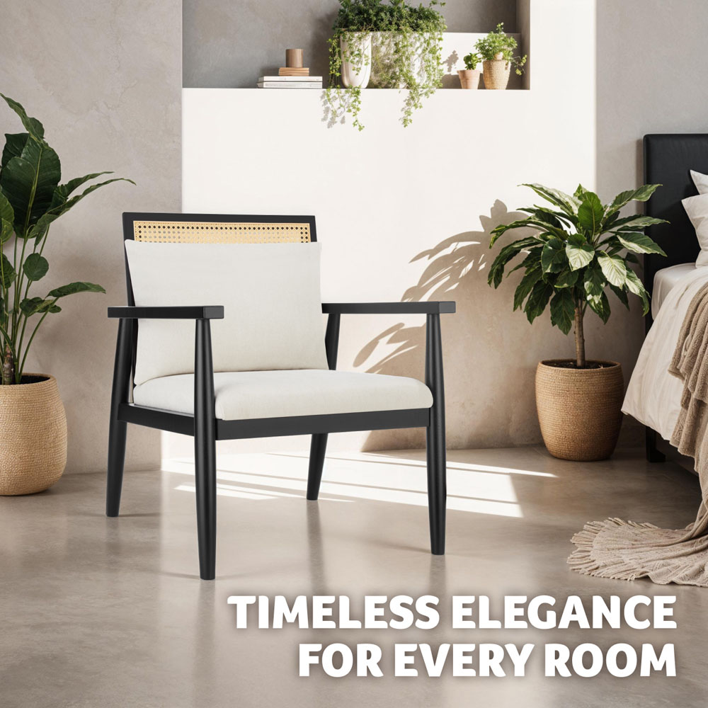 Tectake Manuela Black Padded Armchair with Cushion Image 8