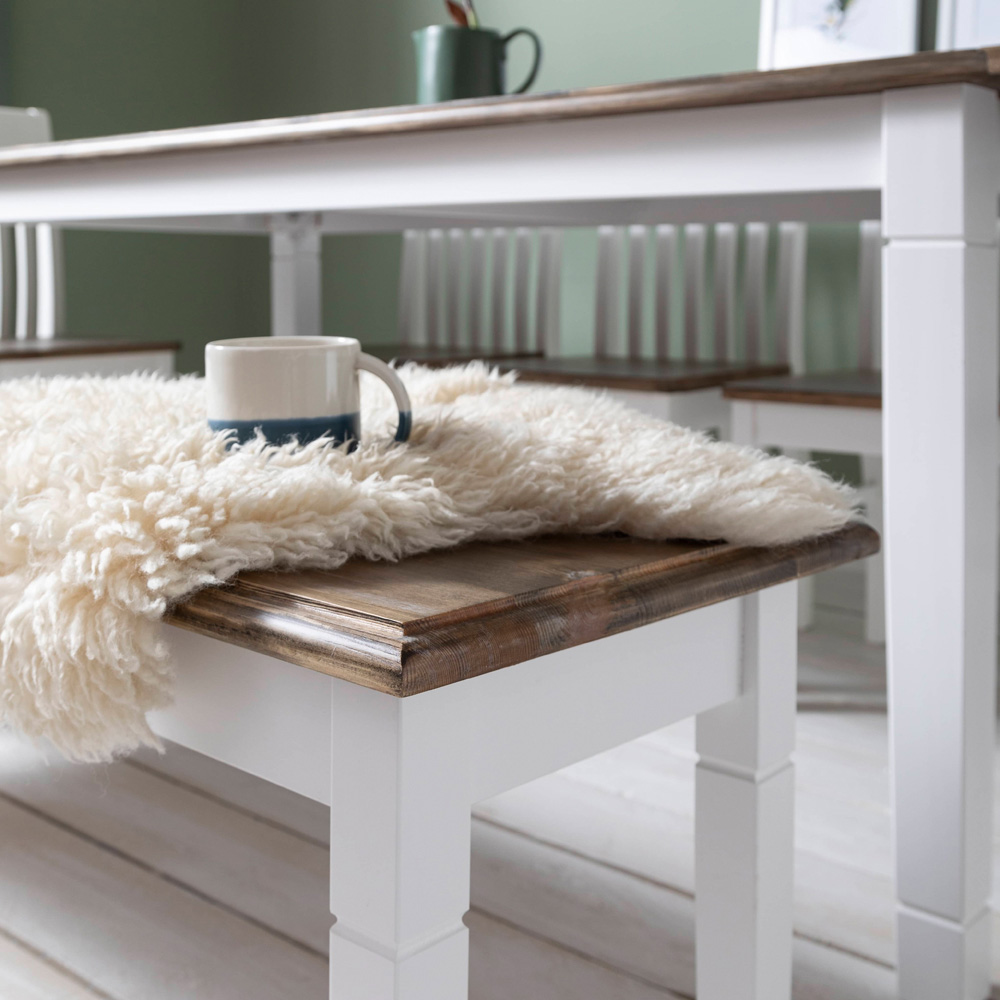 Noa and Nani Canterbury White and Dark Pine Hallway Bench 127cm Image 4