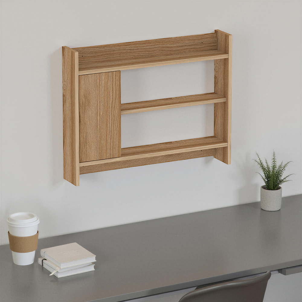 Decortie Fleet Whiskey Oak 3 Shelf Wall Unit with Cupboard Image 3