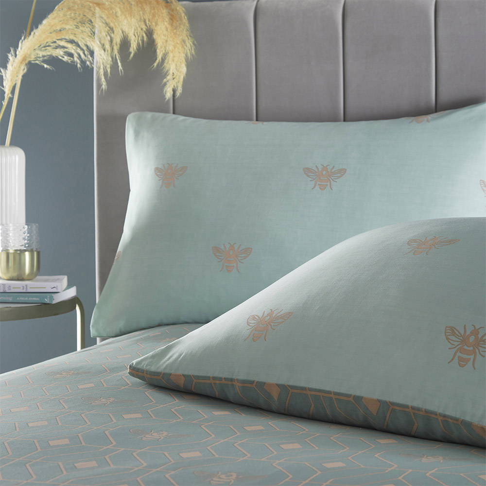 furn. Bee Deco Double Eau De Nil Duvet Set Image 3