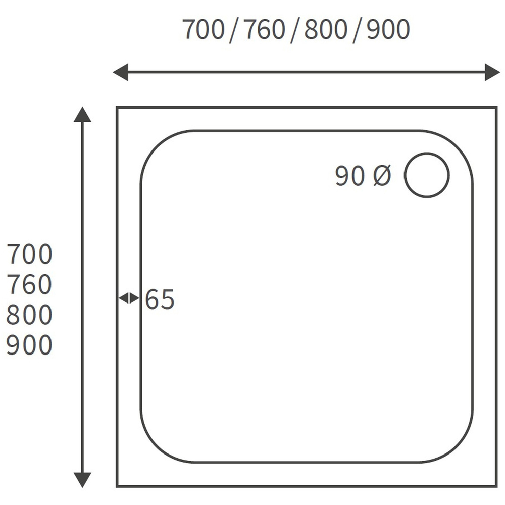 Bathstore Deluxe 45mm White Square Shower Tray with Waste 900 x 900mm Image 4