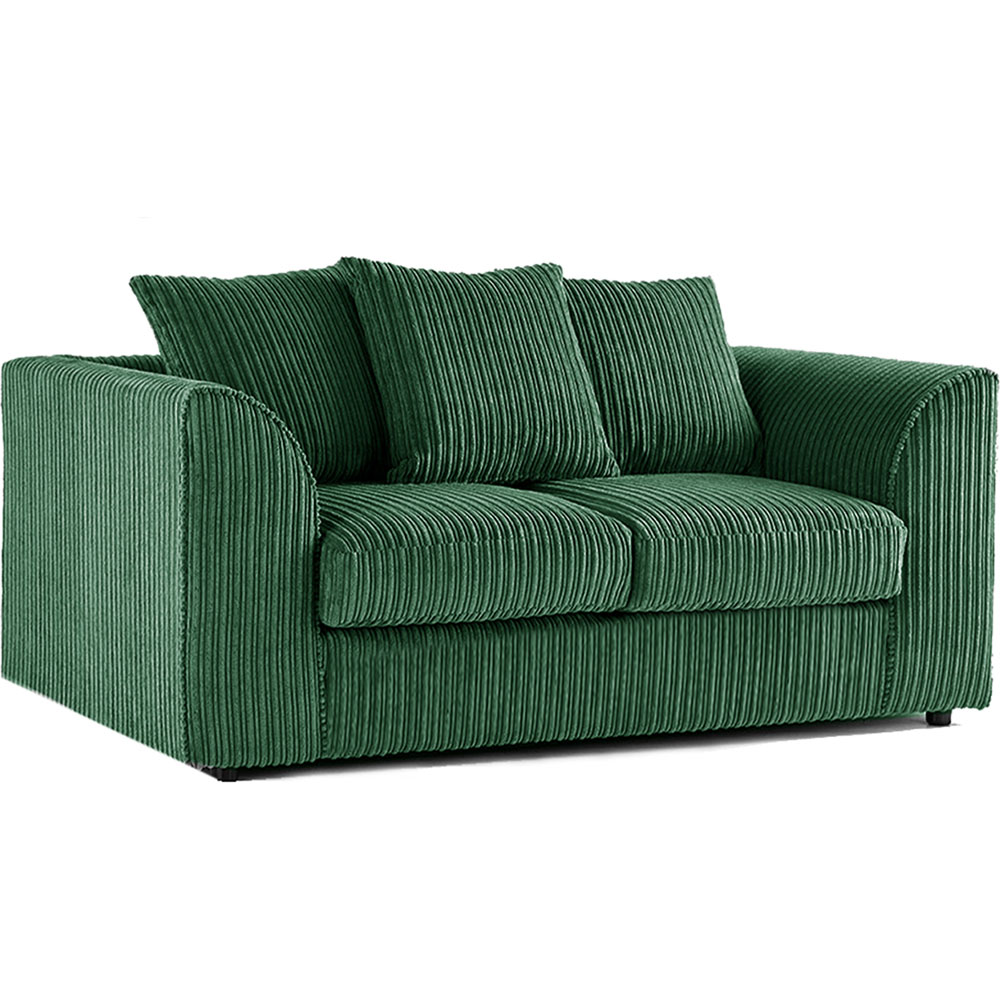 Luxor 4 Seater Green Jumbo Cord Scatter Back Sofa Suite Image 3