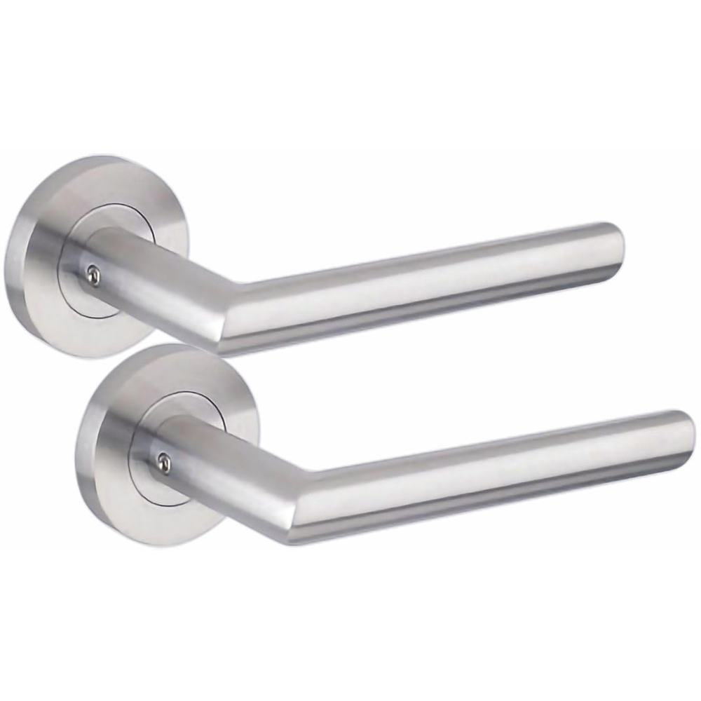 Golden Grace Mitred Satin Nickel Door Handle Pair with Tubular Latch 52mm 5 Pack Image 3