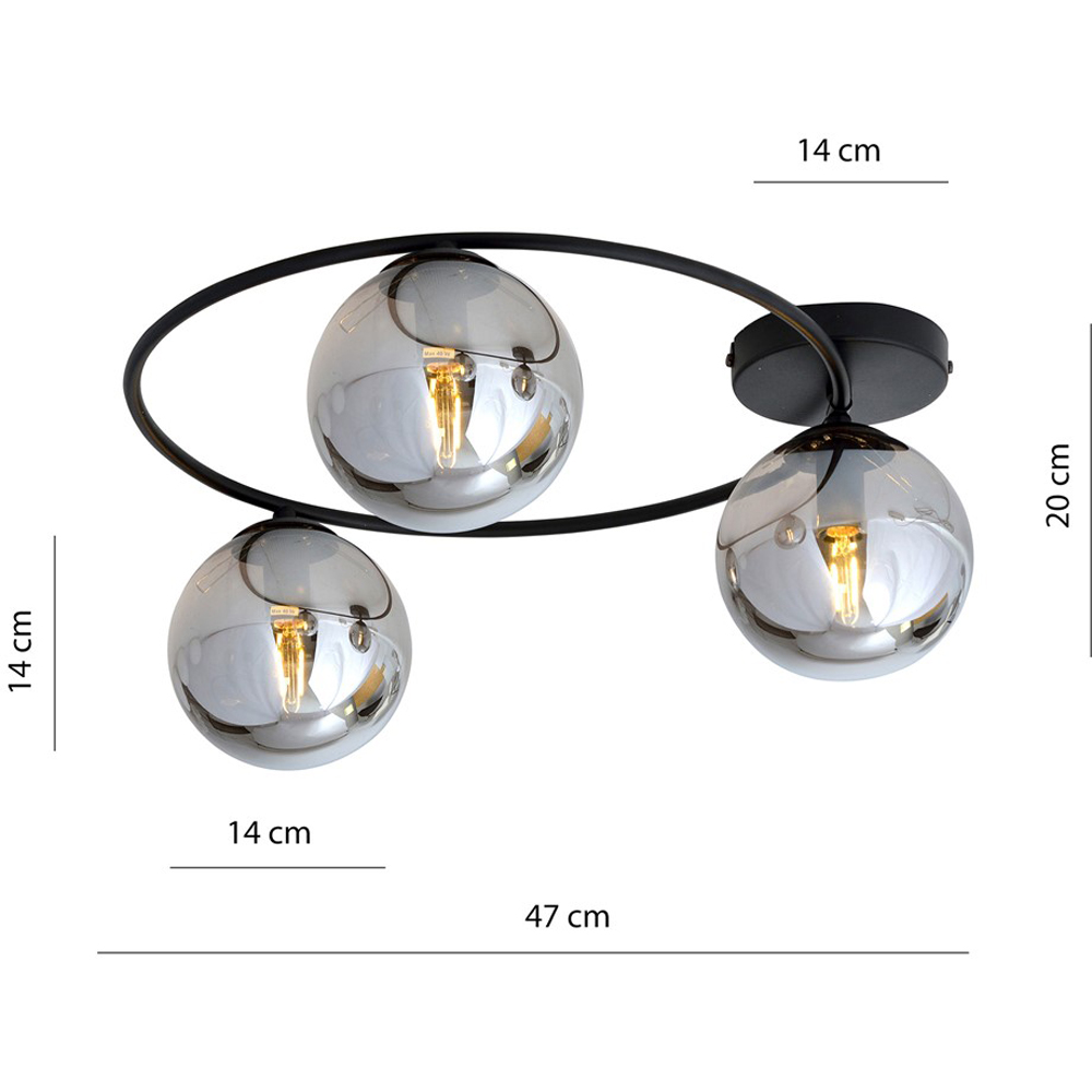 Emibig Sopra 3 Light Graphite Shade Black E14 Ceiling Light Image 9