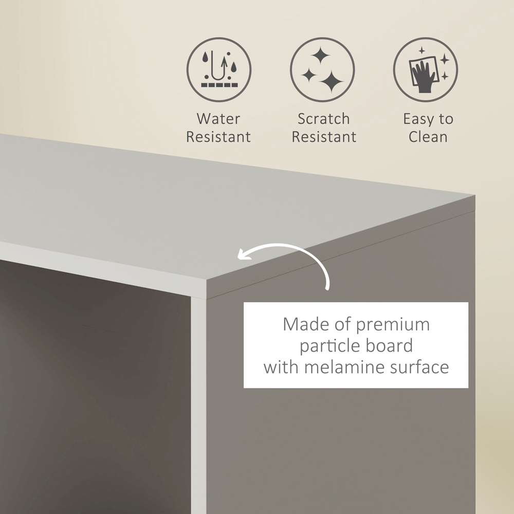 Portland 3 Shelf Grey Rolling Open Wardrobe with Hanging Rail Image 7