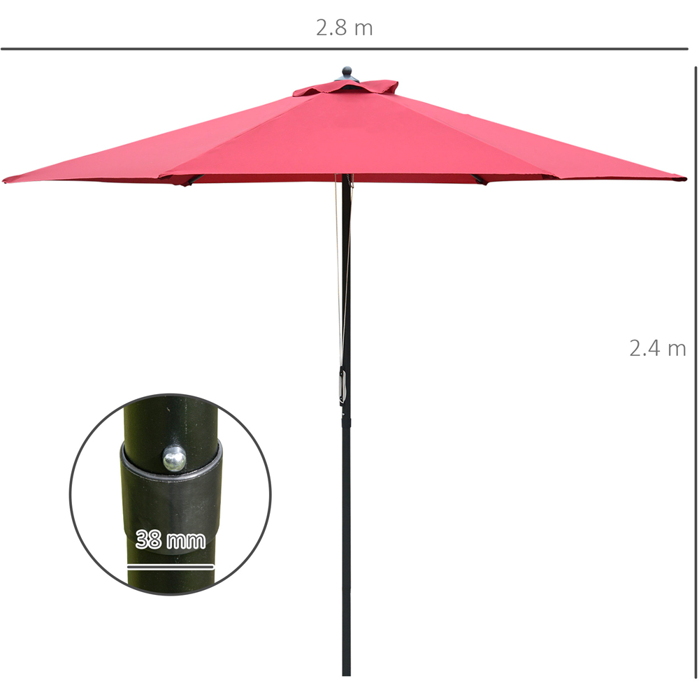 Outsunny Wine Red Manual Push Parasol 2.8m Image 7