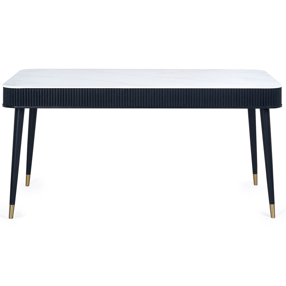 Julian Bowen Louis Fluted Stone Dining Table with Drawers White and Black Image 2