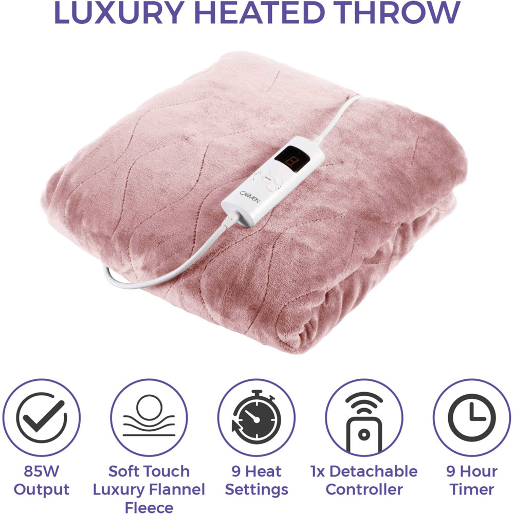 Carmen Pink Fleece Electric Heated Throw Over Blanket 160 x 130cm Image 7