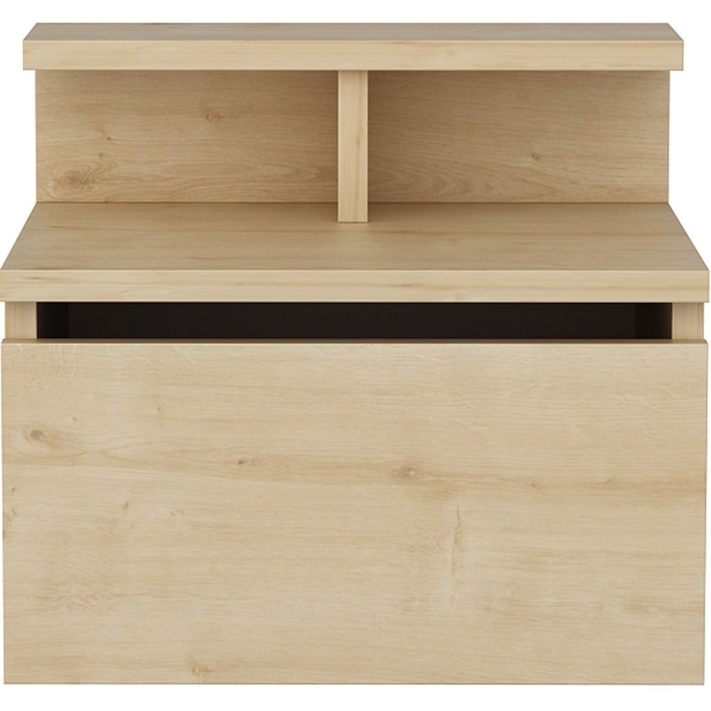 Decorotika Alice Single Drawer Single Shelf Oak Floating Bedside Table Image 3