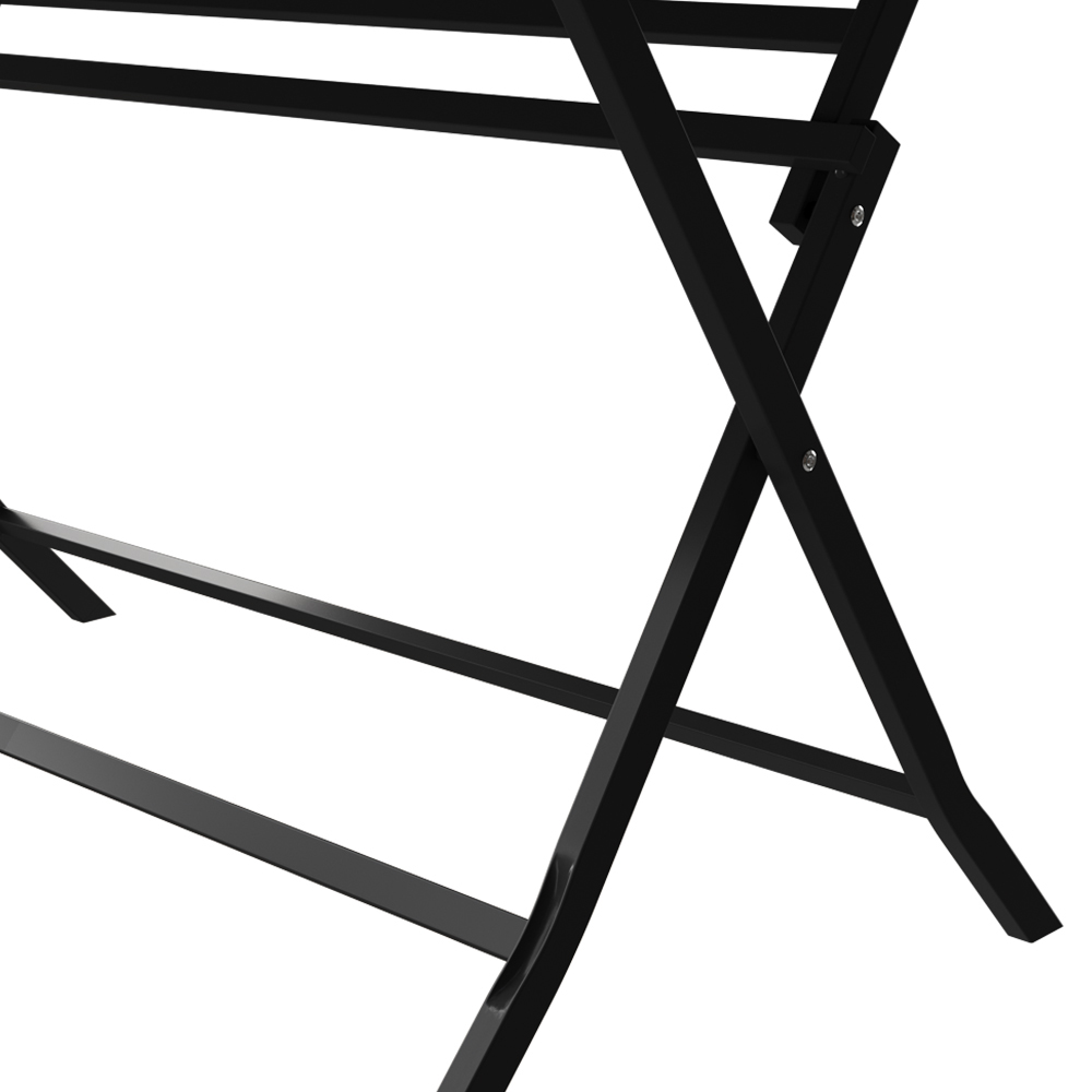 Living and Home Black Metal Outdoor Oval Folding Table with Umbrella Hole Image 3