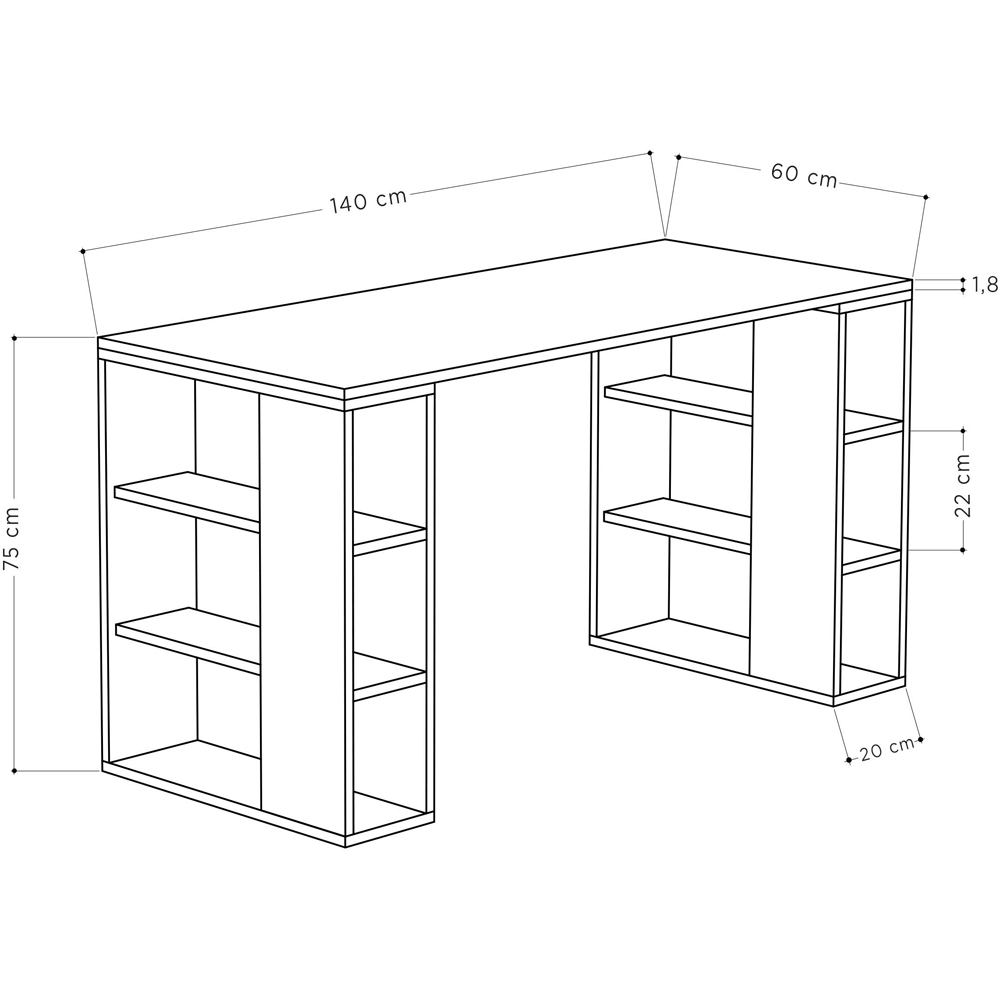 Decortie Colmar 6 Shelf Modern Desk with Bookshelf White Image 4