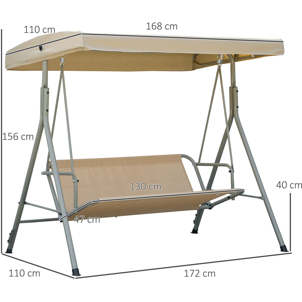 Outsunny 3 Seater Light Brown Swing Chair with Canopy Image 8
