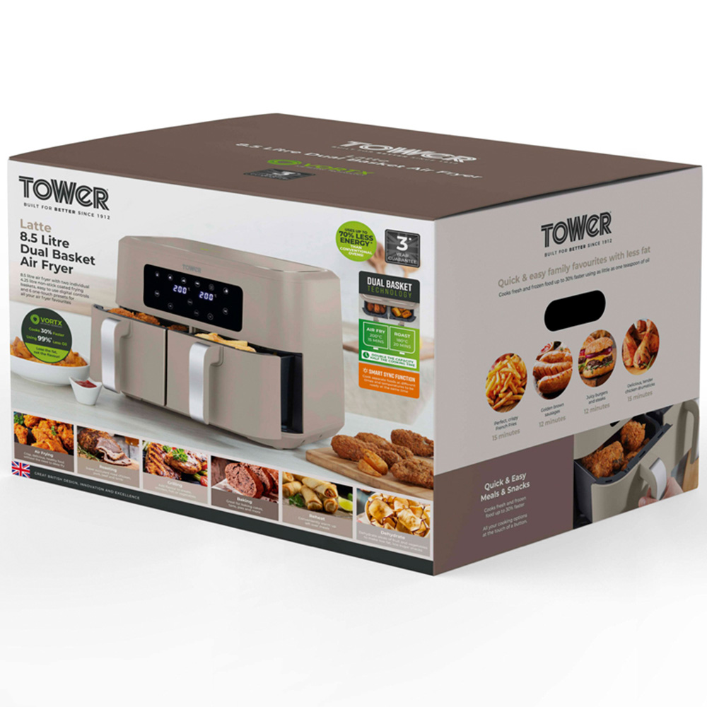 Tower Vortx T17137MSH Latte Dual Basket Chrome Trim Digital Air Fryer 8.5L Image 9