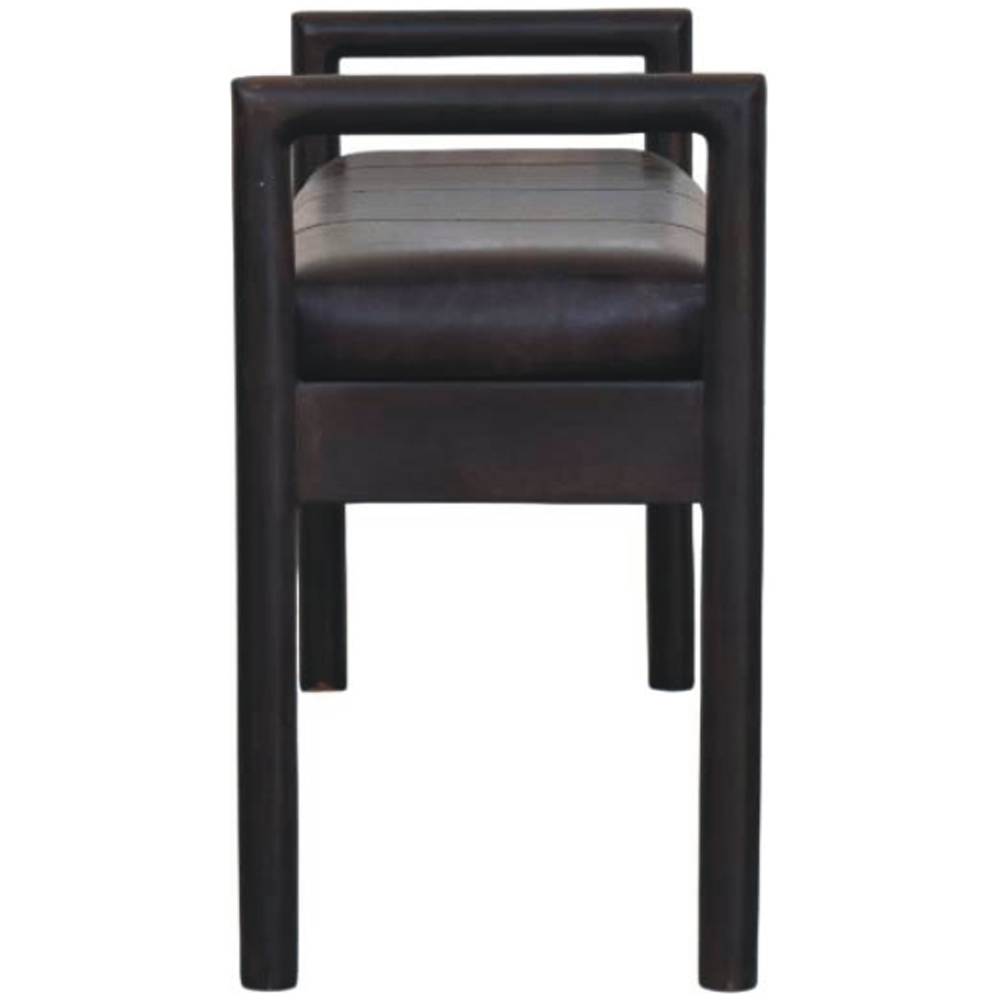 Artisan Furniture Black Upholstered Solid Wood Gridline Bench Image 5