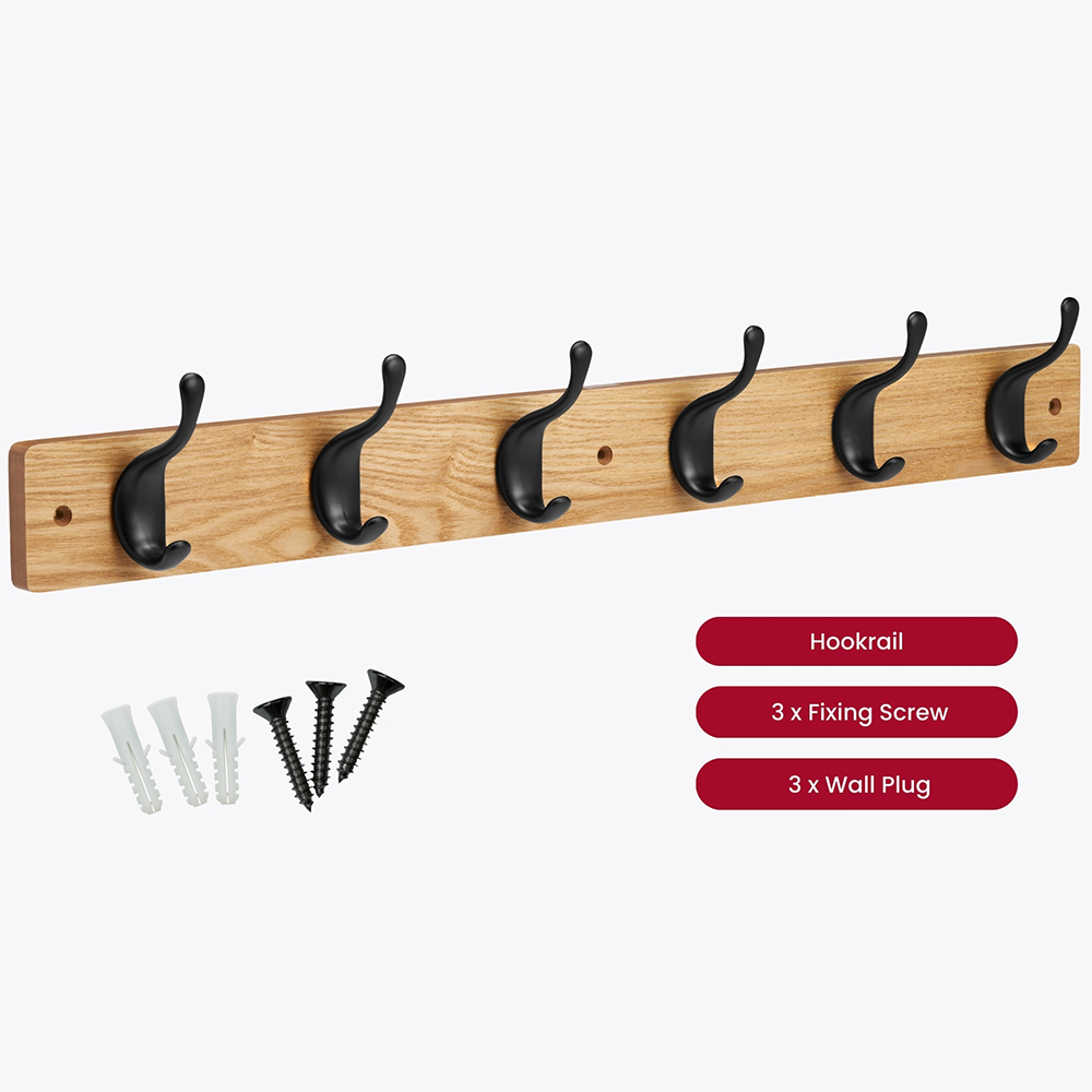 Headbourne Matte Black 6 Hook Coat Rail Image 3