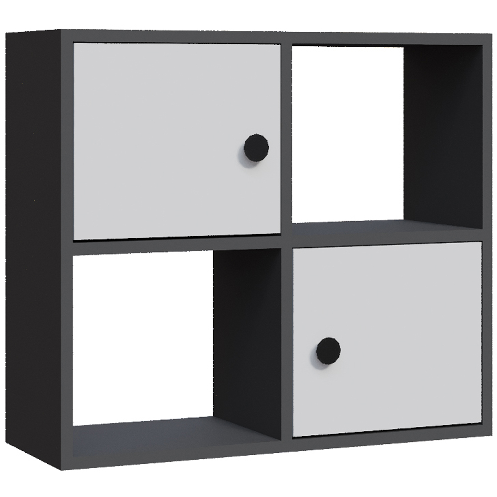 Decorotika Tuttle 2 Door 2 Open Shelf Anthracite and White Bookcase Image 2