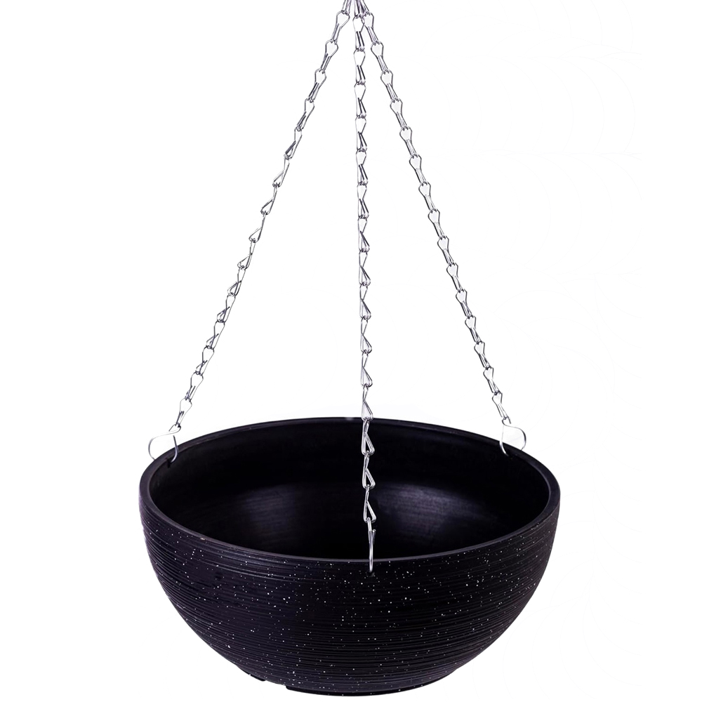 Garden Gear Black Flecked Stone Effect Hanging Basket 35cm Image 1