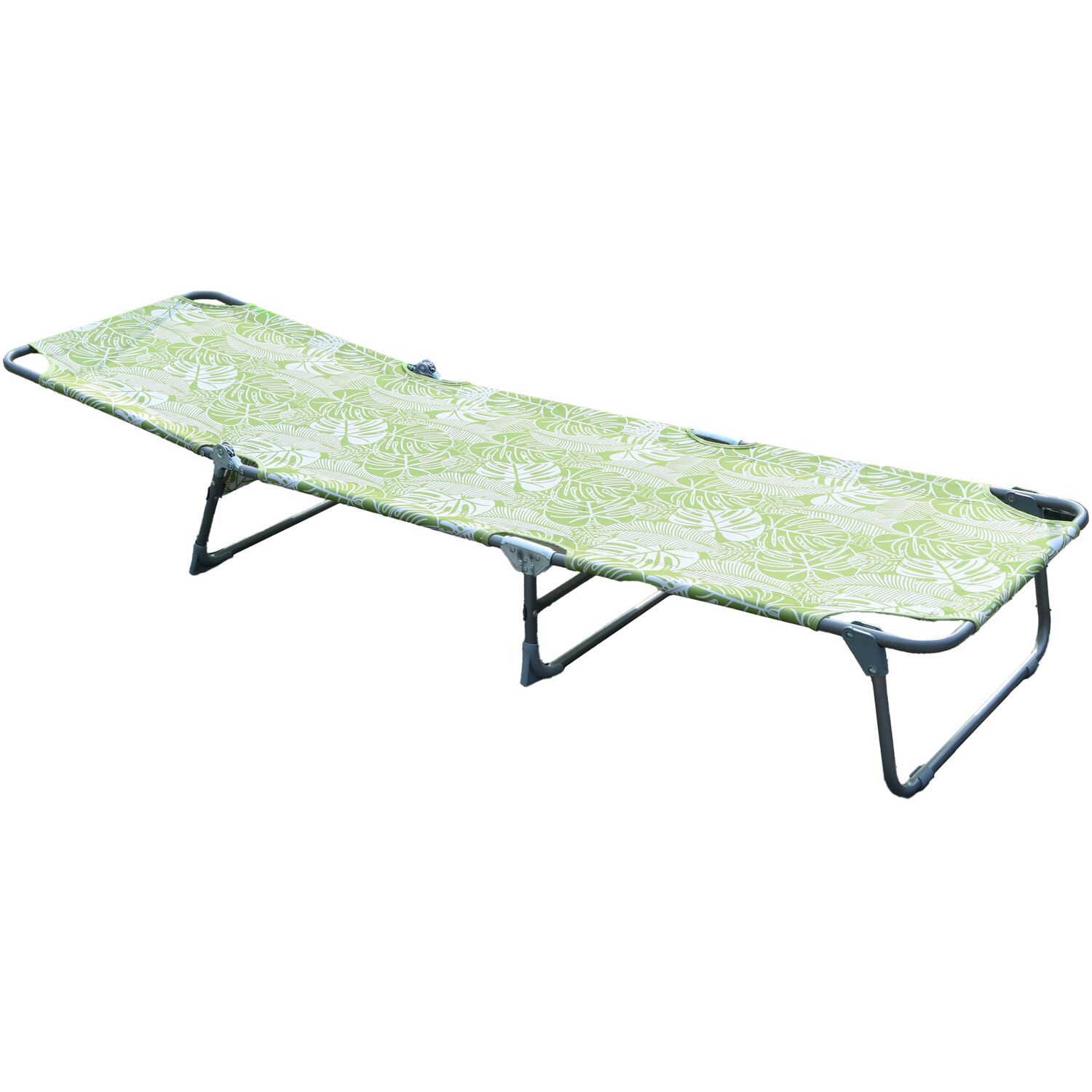 Tropical Leaf Sun Lounger - Green and White Image 9
