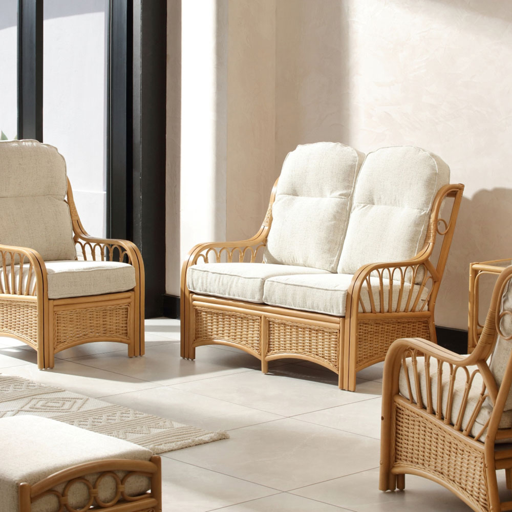 Desser Furniture Vale 2 Seater Light Oak Athena Plain Suite Image 9