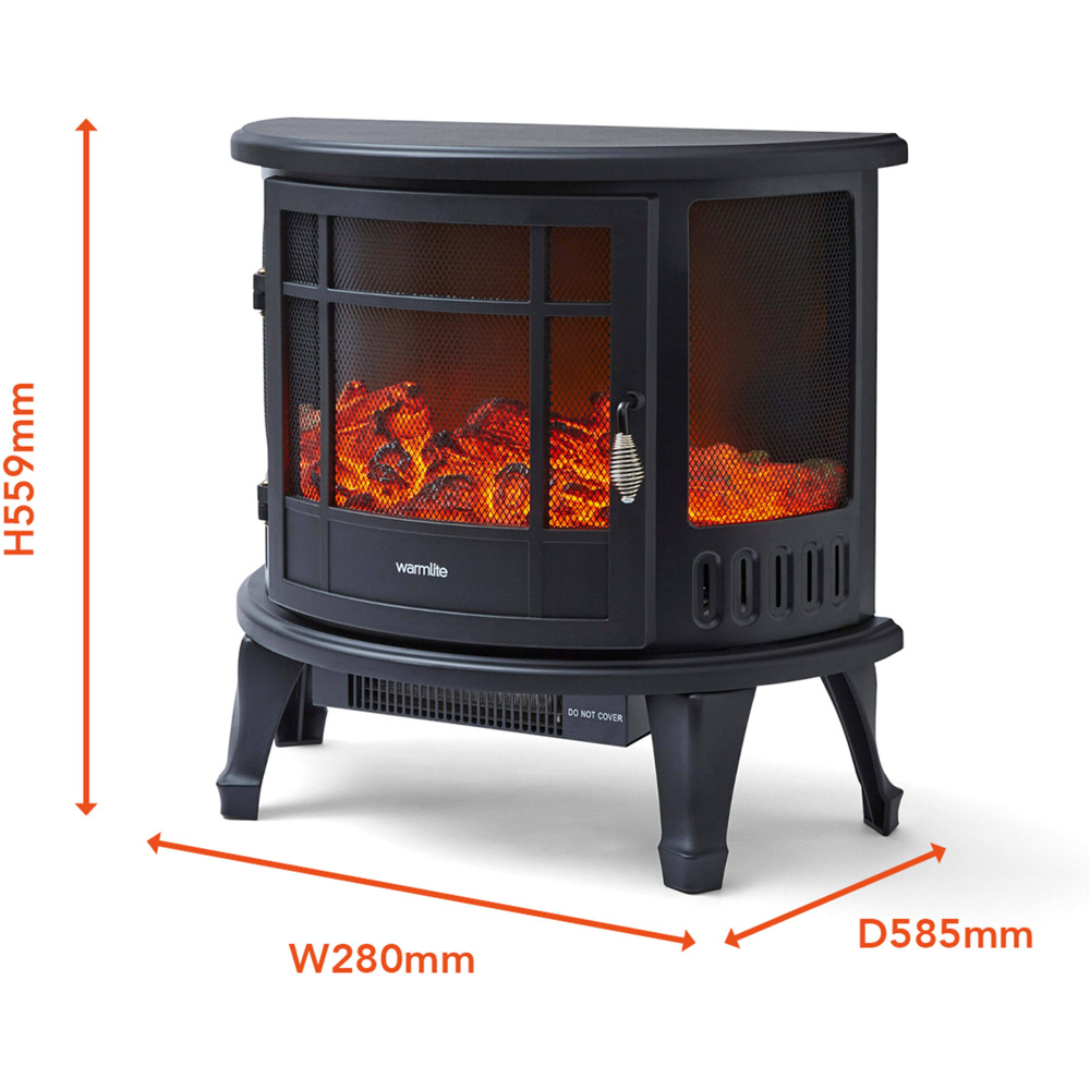 Warmlite Bath Black Stove Fire with Panoramic LED Flame Effect 1800W 11 inch Image 9