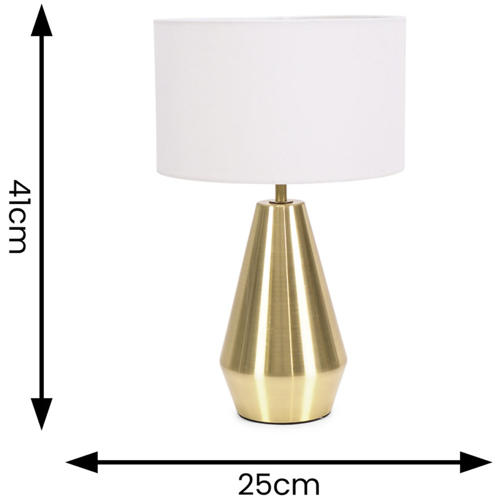 ValueLights Jax White Shade Antique Brass Touch LED Table Lamp Image 6