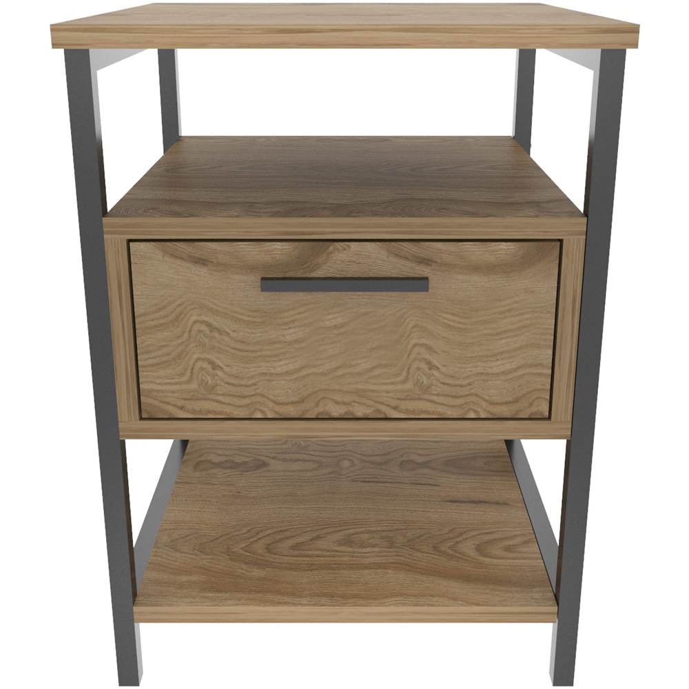 Decorotika Alba Single Drawer 2 Shelf Oud and Black Side Table Image 3