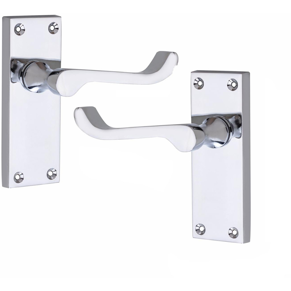 Golden Grace Victorian Scroll Lever Polished Chrome Latch Door Handles Set 4 Pack Image 3