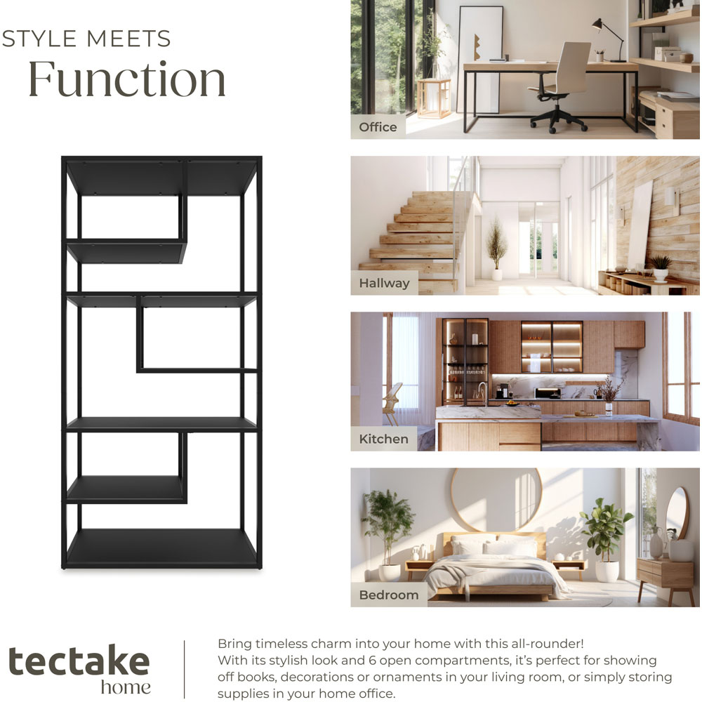 Tectake Venda 6 Shelf Black Display Unit Image 5