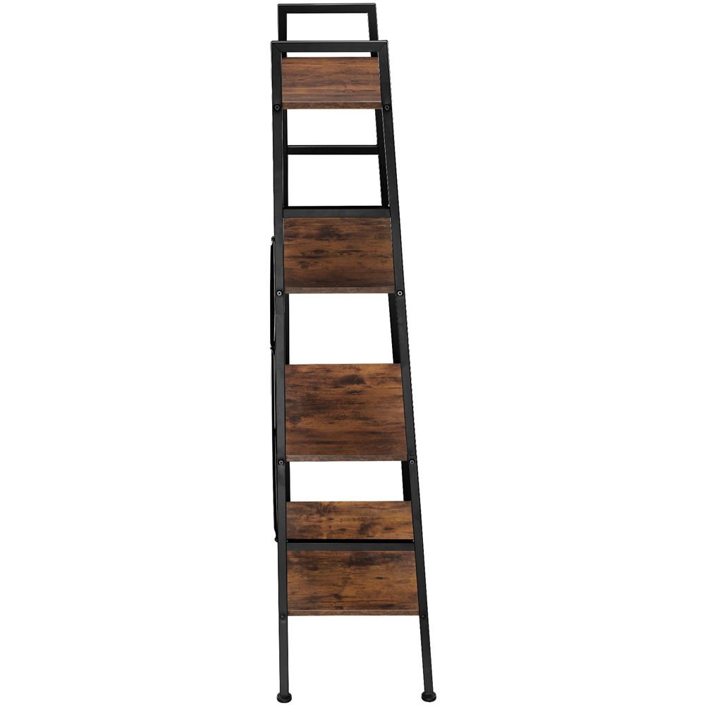 tectake Liverpool 4 Tier Dark Wood Rustic Ladder Shelf Image 4