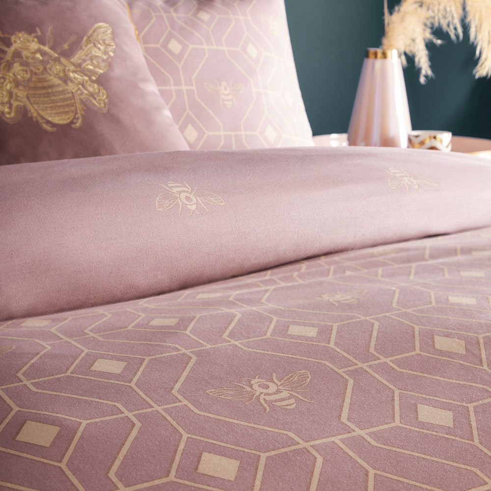 furn. Bee Deco Super King Blush Duvet Set Image 3