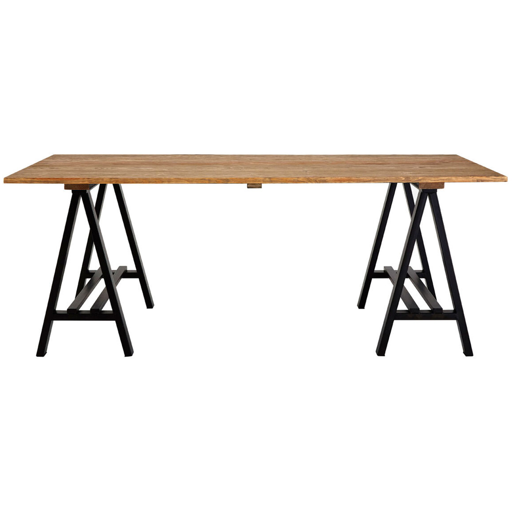 Premier Housewares Sturdy Pine Wood and Iron 4 Seater Dining Table Image 2