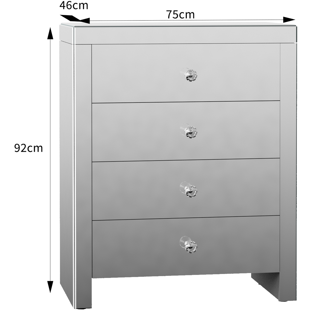Comfy Living 4 Drawer Mirrored Chest of Drawers Image 6
