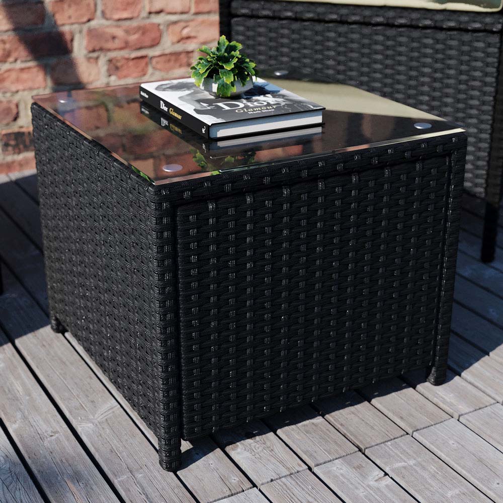 Garden Vida Bali Rattan Effect 2 Seater Bistro Set Black Image 5