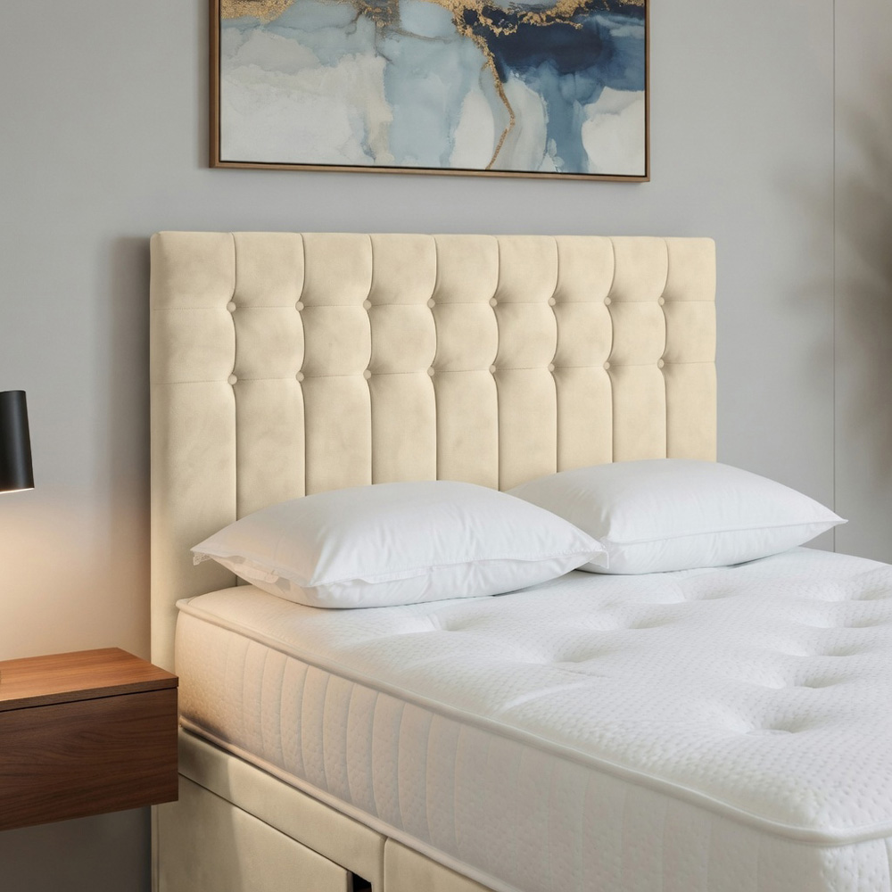 DS Living Casia Single Cream Plush Velvet Divan Bed with 2 Drawer Image 4