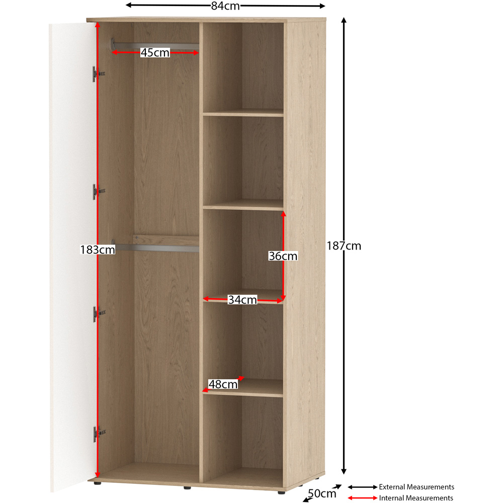 Junior Vida Neptune Single Door White and Oak Wardrobe Image 8