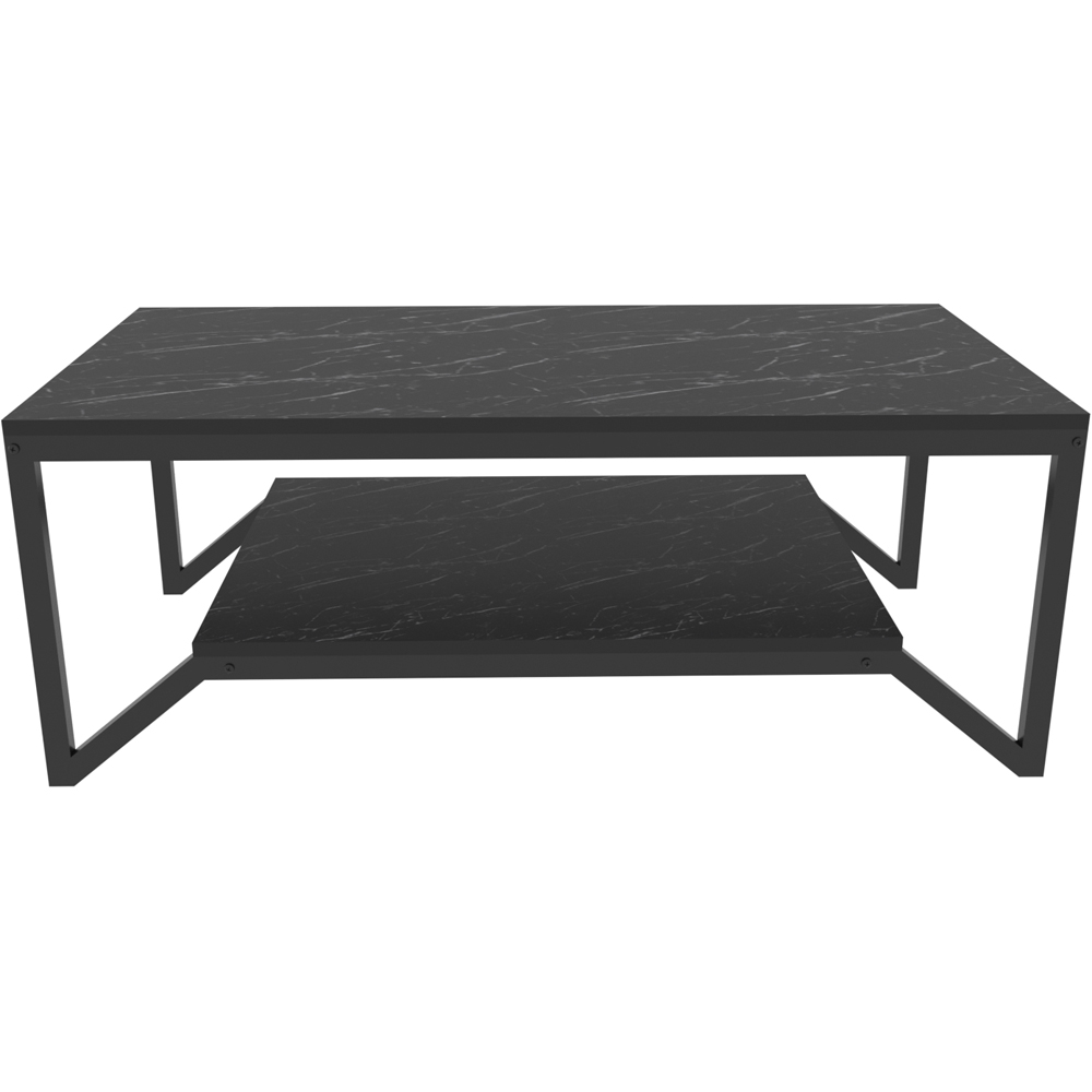 Decorotika Flora Single Shelf Black Marble Effect and Black Modern Coffee Table Image 3