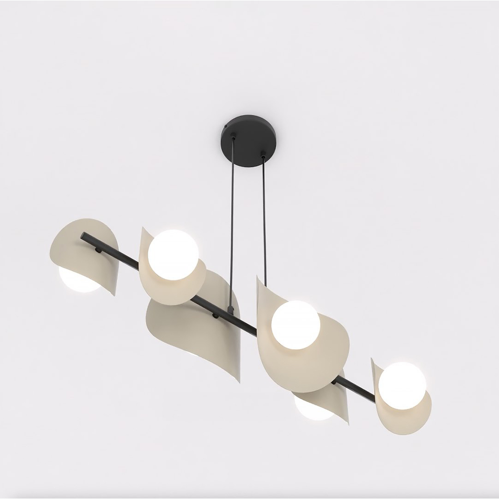 Emibig Elementi 6 Light White Shade Mocha Pendant Lamp Image 3