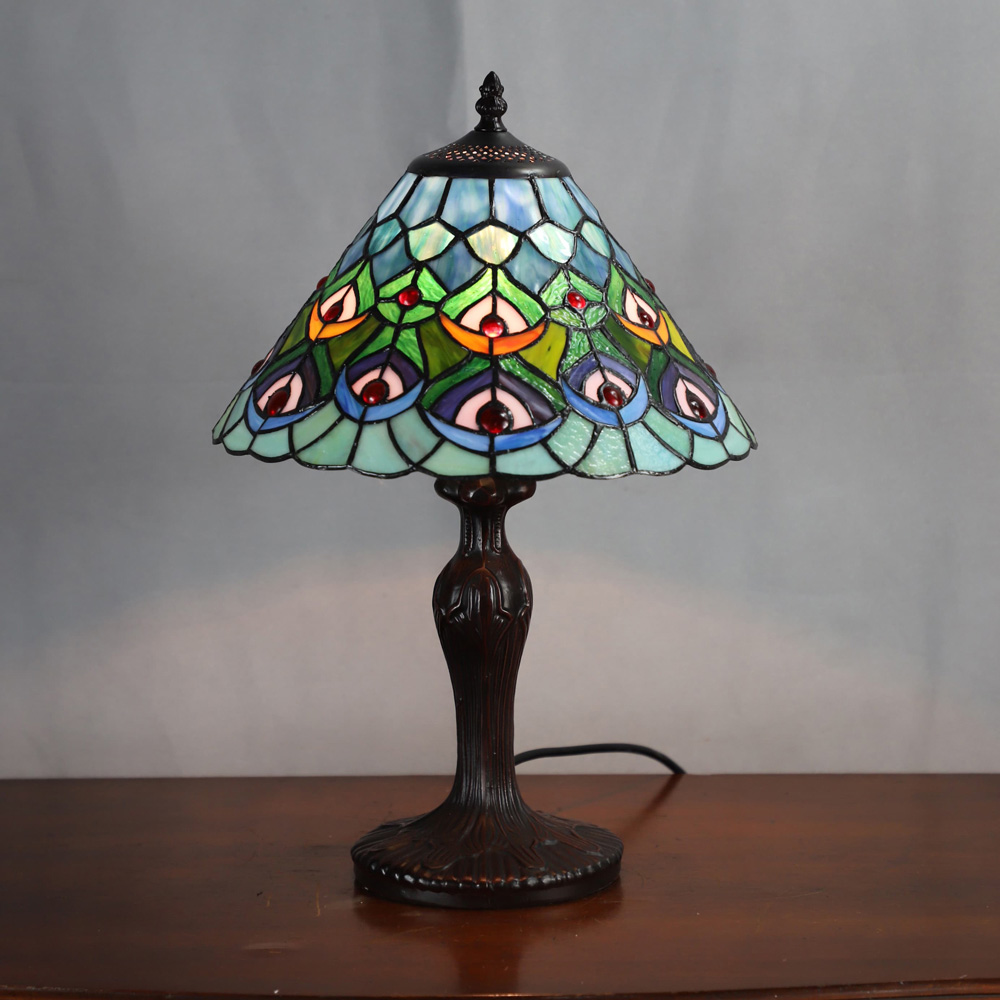 Acacia Home Tiffany Peacock Table Lamp 30.4cm Image 2