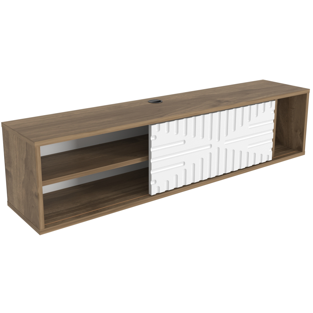 Decorotika Single Door 3 Shelf Walnut and White Floating TV Unit Image 3