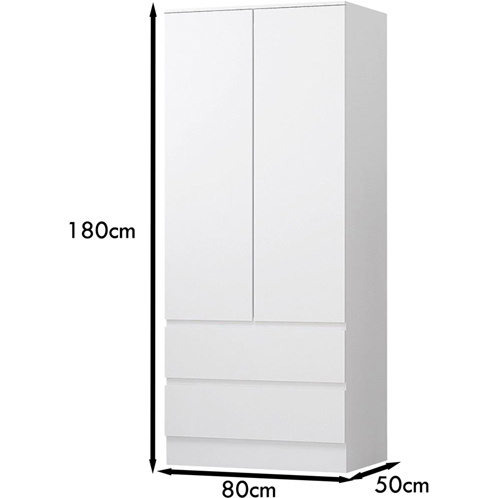 FWStyle Stora 2 Door 2 Drawer Matt White Wardrobe Image 6