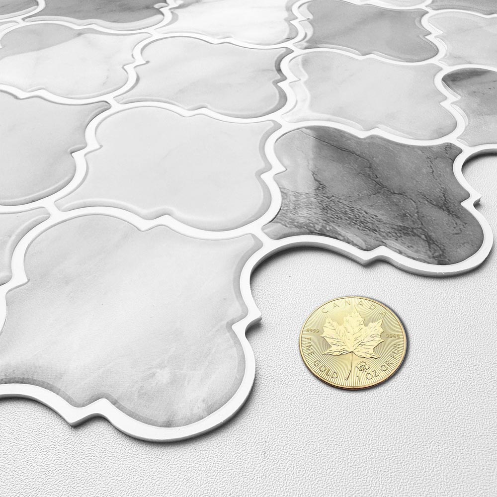 Living and Home 2.5mm Lantern Marble Mosaic Peel and Stick Backsplash Tile 10 Pack Image 4