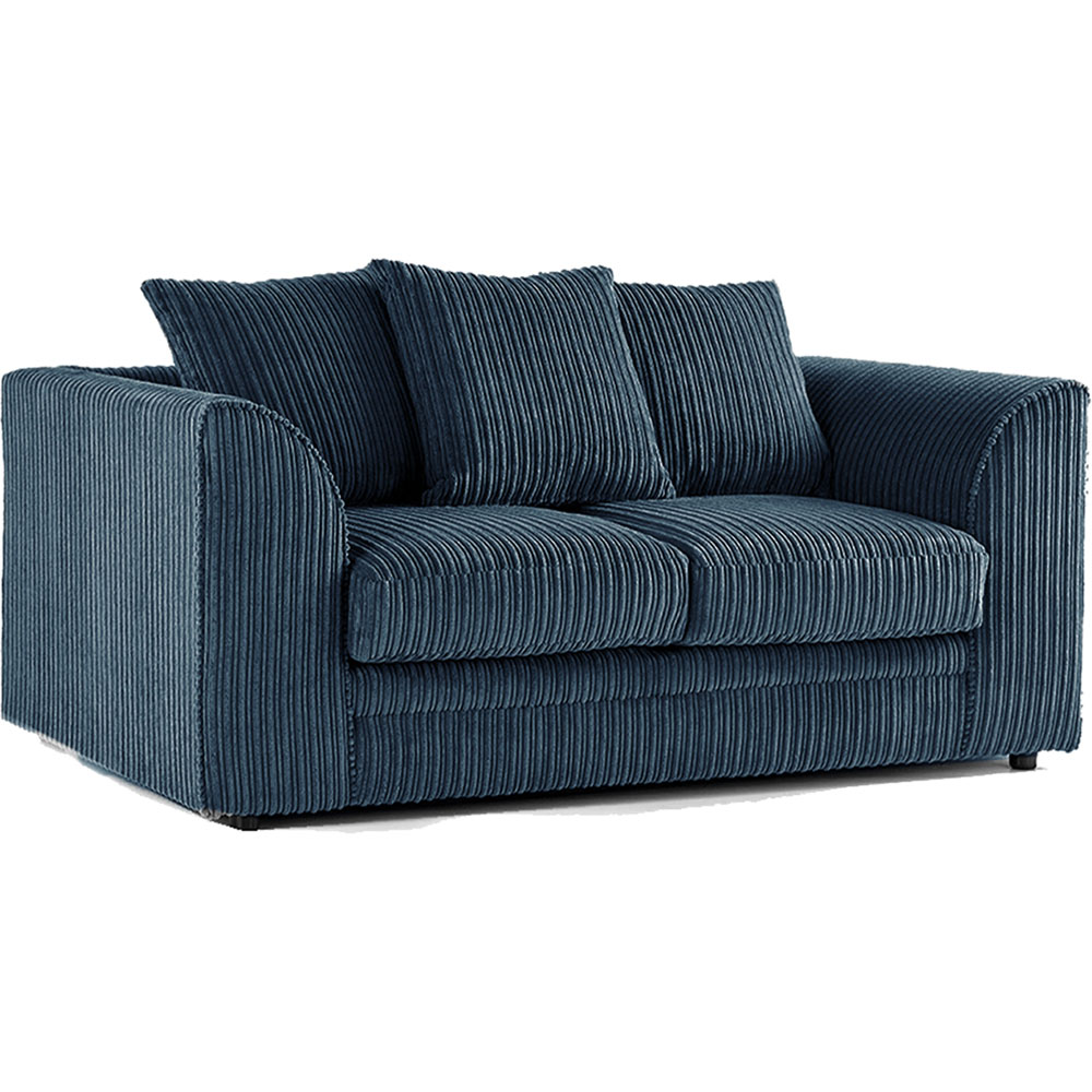 Luxor 4 Seater Navy Blue Jumbo Cord Scatter Back Sofa Suite Image 3