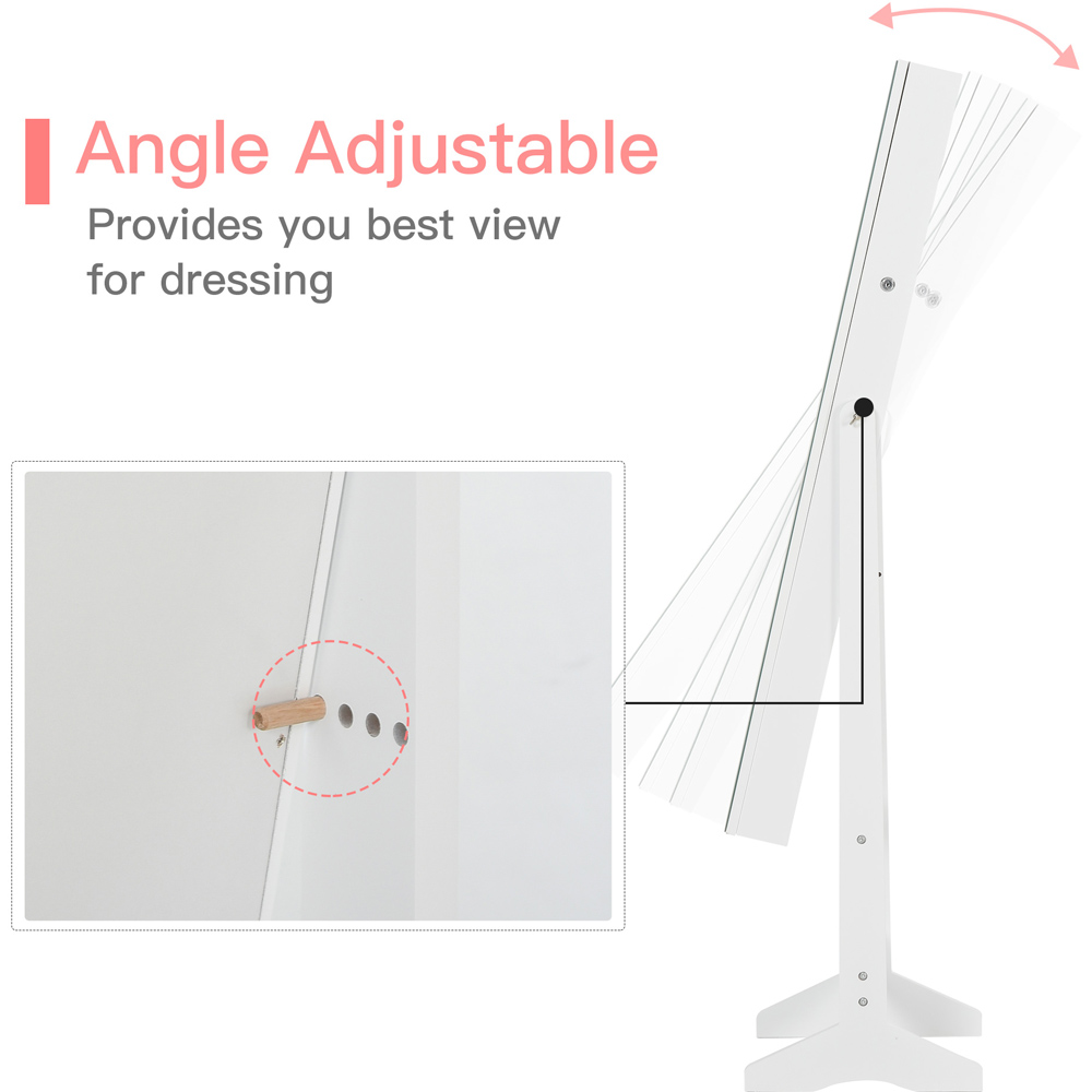 Portland White Lockable Mirror Jewellery Adjustable Armoire Image 7