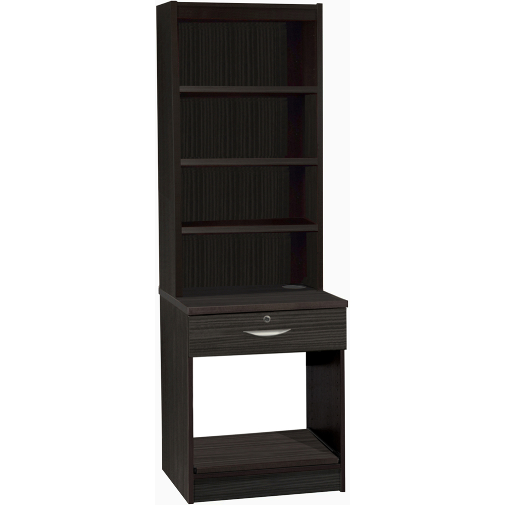 R White Cabinets Single Drawer 4 Shelf Printer Desk Stand with Hutch Black Image 2