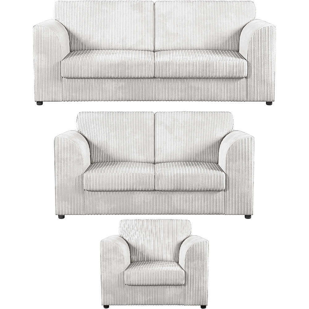 Luxor 6 Seater Silver Jumbo Cord Full Back Sofa Suite Image 2