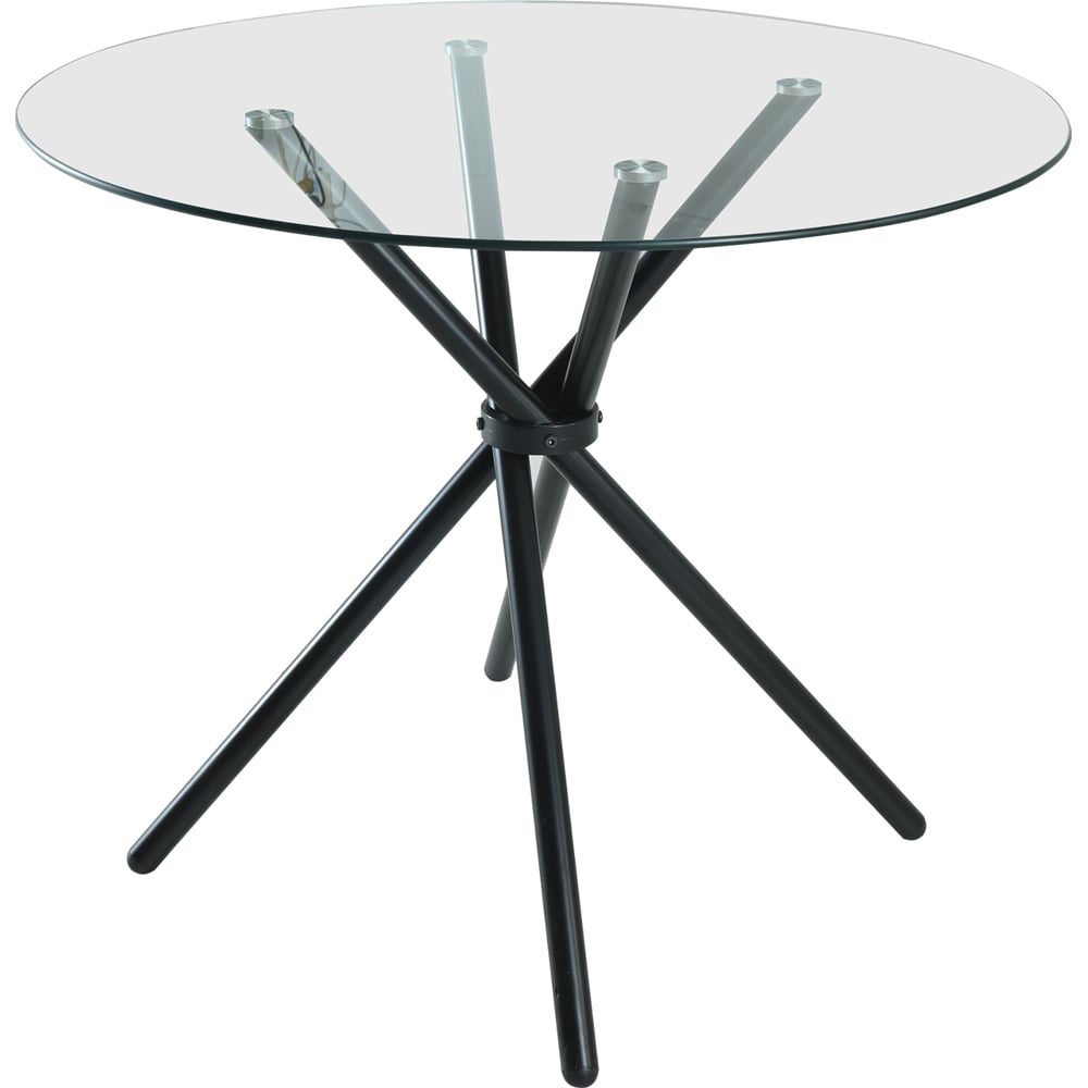 Indoor Living New York 4 Seater Black Circle Glass Dining Table Image 2