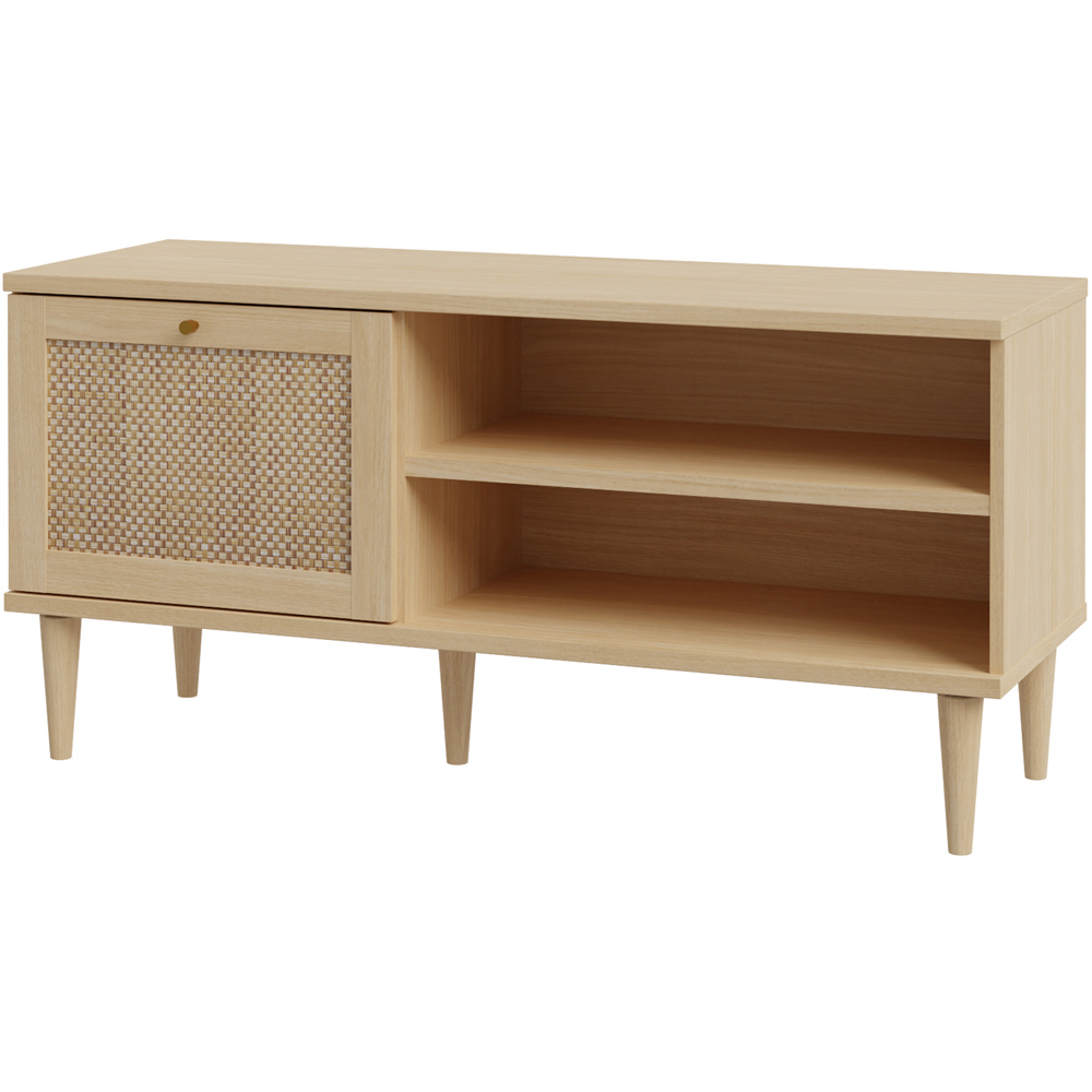 Florence Calasetta Single Door 2 Shelf Rattan Oak TV Unit Image 4