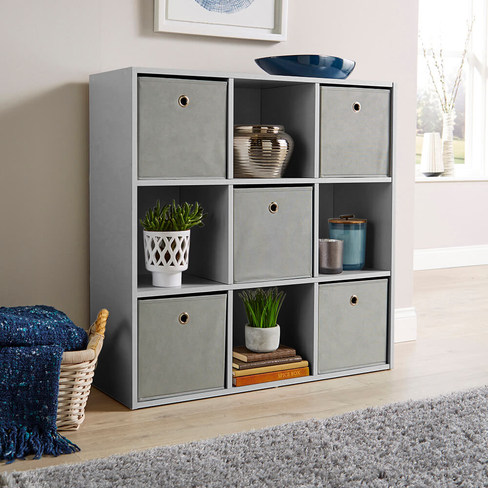 Home Source 9 Cube Grey Storage Unit Image 3