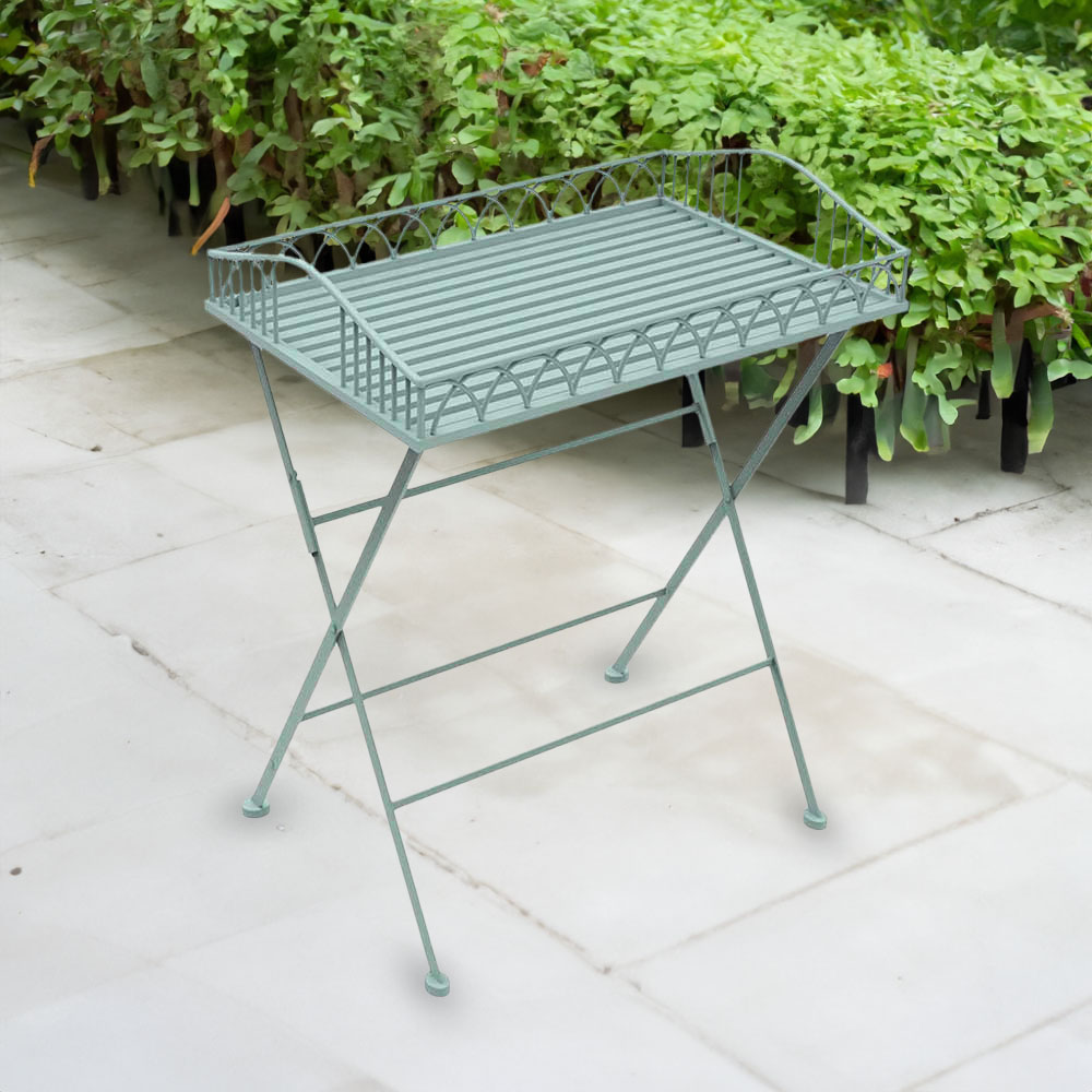 Charles Bentley Sage Green Wrought Iron Butler Tray Image 1